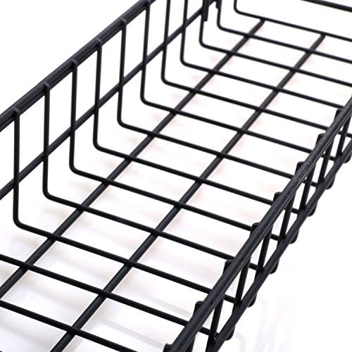 Kaforise Hanging Basket for Wire Wall Grid Panel, Multi-Function Wall Storage and Display Basket, Medium Size, Black Painted