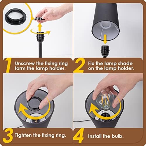 Yarra-Decor Bedside Lamps with USB Port - Touch Control Table Lamp for Bedroom 3 Way Dimmable Nightstand Lamp Set of 2 with Round Black Fabric Shade for Living Room, Dorm, Home Office (Black, 2 Pack)