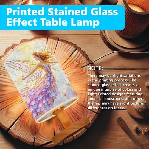 Enchanting Flower Fairy Table Lamp LED 3-Color Pressed Bedside, Enchanting Flower Fairy Shade Lamp with Wood Base for Bedroom Living Room Desk Office TL01