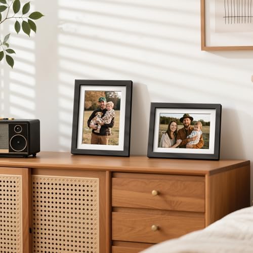 HappyHapi 5x7 Picture Frames Set of 10, Wall or Tabletop Display, Black