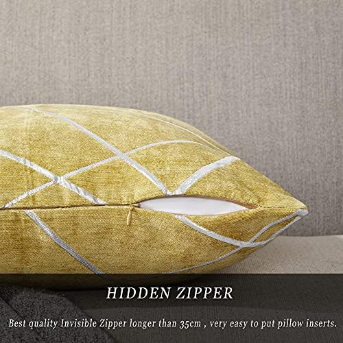 GIGIZAZA Decorative Throw Pillow Covers 20 x 20,Yellow Sofa Thick Cushion Pillow Covers,Square Luxury Pillows 2 Set