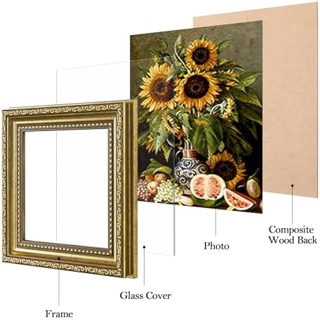 eletecpro 5x5 Vintage Picture Frame, Glass Cover, Gold, 2-Pack