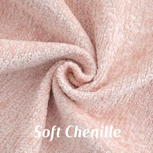 FUTEI Pack of 2 Chenille Soft Throw Pillow Covers 24x24 Inch, Pink
