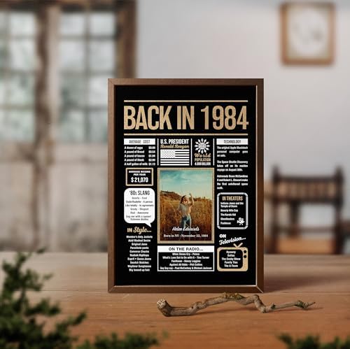 Personalized 41st Birthday Party Decorations Men, Women, Him, Her - Custom Gifts Idea For 41 Years Old, Back In The Year You Born Newspaper For 41st Birthday Poster No Frame Black Gold