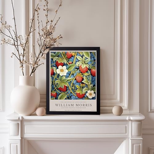 Poster Master Owl Print - William Morris Poster - Flower & Animal Illustration - Botanical Exhibition Wall Design - Floral Bird Artwork - Aesthetic Office or Bedroom Decor - 11x14 Black Framed