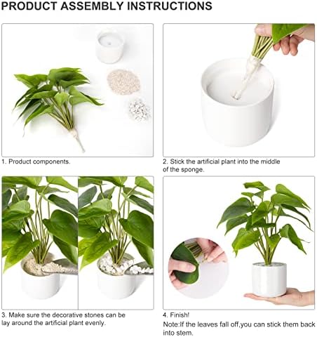 Mkono Fake Plants in Ceramic Pot, 11" Potted Artificial Plants Home Decor