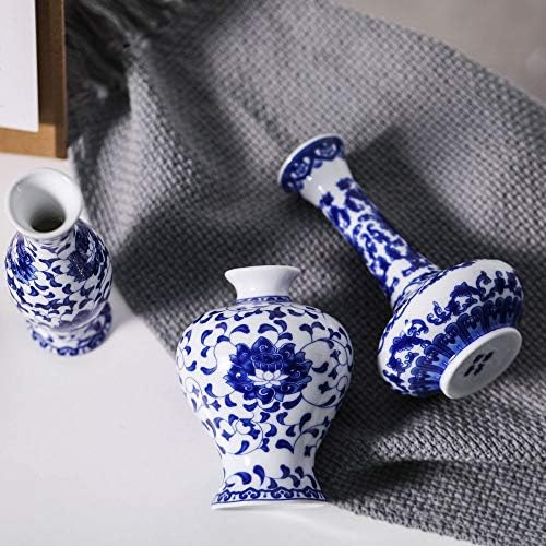 Blue and White Vase Set of 3, Mini Ceramic Bud vase Centerpiece | for Wedding, Birthday, Party, Table, Farmhouse Decoartions