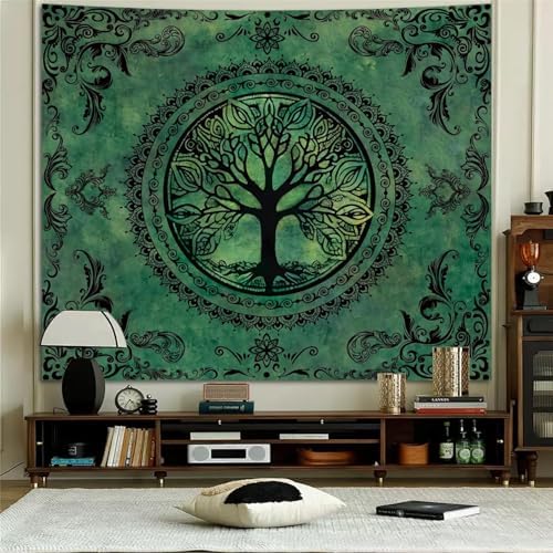 Green Boho Tapestry for Bedroom, Large Hippie Tree of Life Wall Tapestries