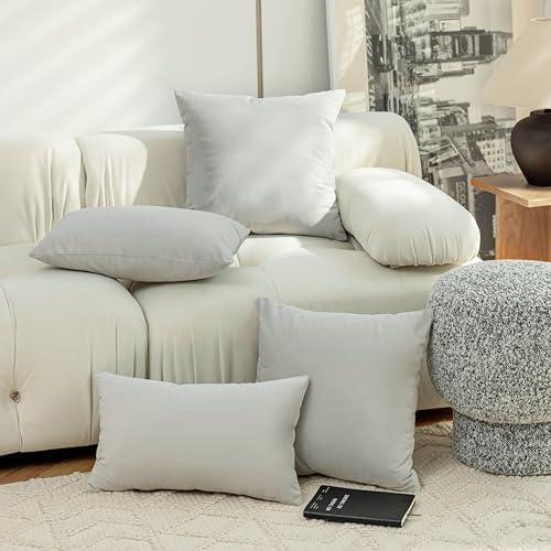 Home Brilliant Decorative Euro Shams Covers 26 x 26 inch Velvet Pillow Covers for Couch Bench Sofa Bedroom 26x26, Set of 2, Rock Gray