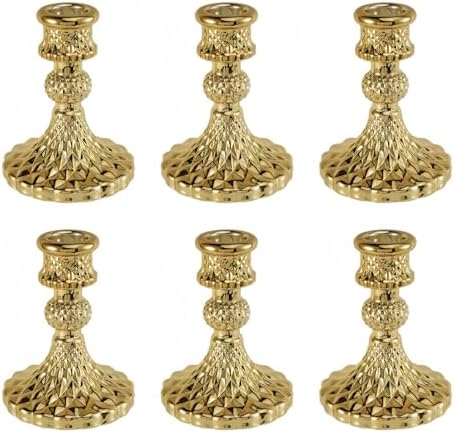 Clear Glass Candlestick Holders, Taper Candle Holders, Set of 6