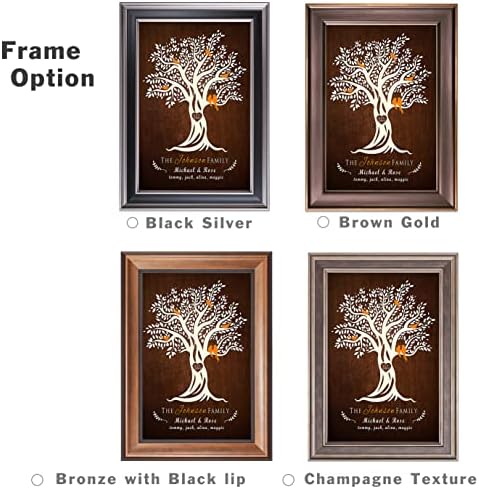 Family Tree Framed Arts Gift Family Members Names Gift for Anniversary,Valentine's day,Wedding.With Different Frame Styles Framed Size:21 5/8 x 15 1/2 inches