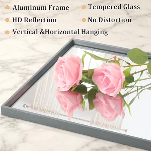AAZZKANG Rectangle Metal Framed Mirrors 28"x20" for Wall Modern Hanging Mirror with Aluminum Frame for Bathroom Bedroom Living Room Entryway Home Decor