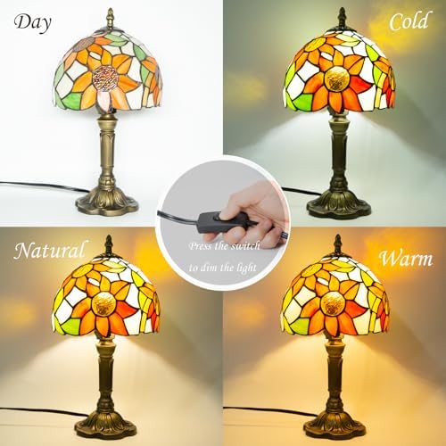 Sunflower Tiffany Style Lamp,3 Color Temperatures,8 Inch