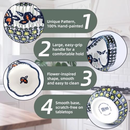 ALMA Ceramic Soup Bowls With Handles, 16oz Microwavable Soup Mug For Women