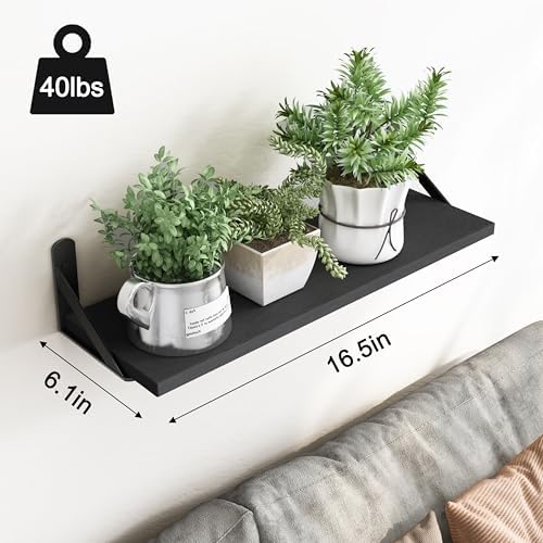YGEOMER 16.5in Floating Shelves for Wall Home Decor, Black Set of 6