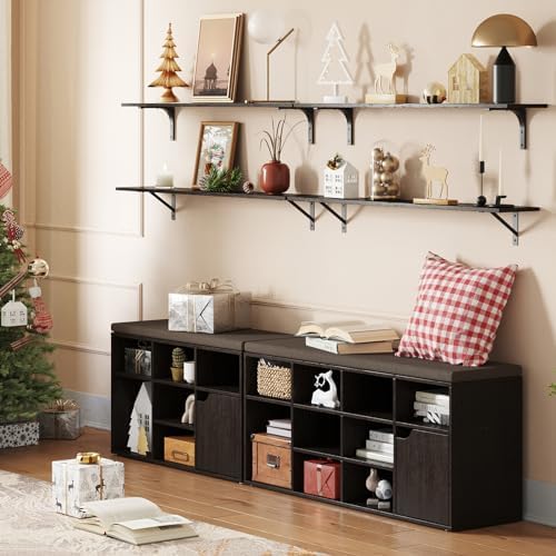 DINZI LVJ Long Wall Shelves, 55.1Inch Wooden Floating Shelves with Brackets