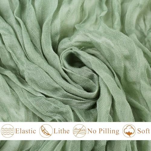 Sage Green Cheesecloth Table Runner 10FT Rustic Sheer Gauze Table Runners 120 Inch Boho Cheese Cloth Table Decorations for Wedding Bridal Spring Home Decor
