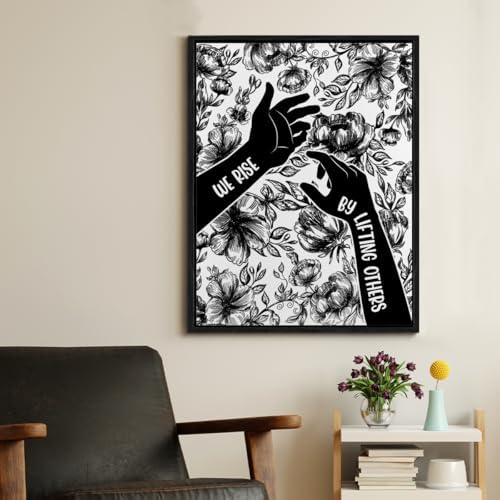 Framed Wall Art Inspirational We Rise by Lifting Others Poster Wall Decor | Social Justice Art Feminist Print Painting for Living Room Home Office Decoration 11.5x15 Inches
