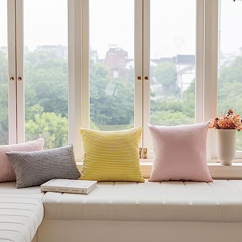Home Brilliant Yellow Pillow Covers 12x20 Lumbar Pillows Summer Decoration Supersoft Striped Decorative Pillow Cases for Couch Bench Sofa Decor, 12 x 20 inch, Sundress