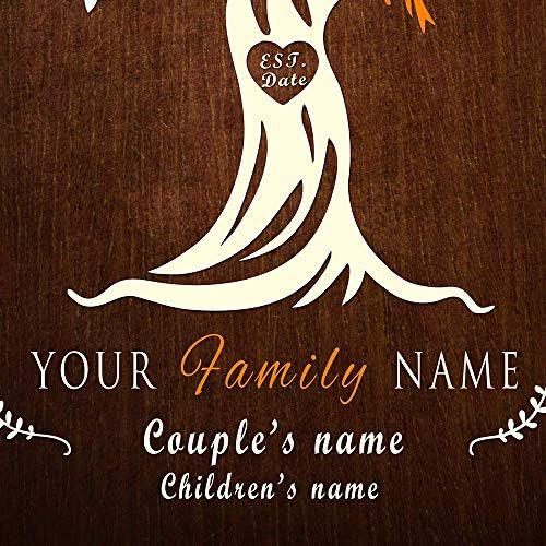 A&T Artwork Family Tree Personalized Canvas Prints Gift Family Members Names Gift for Anniversary,Valentine's day,Wedding. 18x12 inches