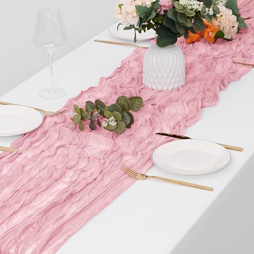 30 Pack Light Pink Cheesecloth Table Runner 17 x 108 inch Cheese Cloth Table Runners 9ft Pink Table Runner Rustic Romantic Sheer Gauze Runner for Wedding Party Baby Shower Table Decoration