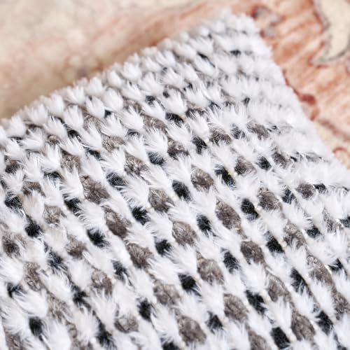 Aeckself Boho Chenille Tufted Pillow Cover 18x18 Inch, Decorative Square Throw Pillow Cover Neutral Pillowcase for Couch Bedroom Living Room, Black Gray