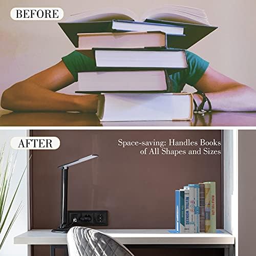 Optomni Bookends, Book End Supports Heavy Duty Metal Bookend Support, Book Ends Supports for Shelves Decor Home Office School (2 Pairs/4 Pieces, Blue)