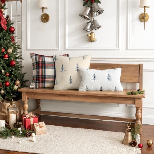 MIULEE Christmas Decorative Faux Fur Pillow Covers 18x18 Inch Beige Blue