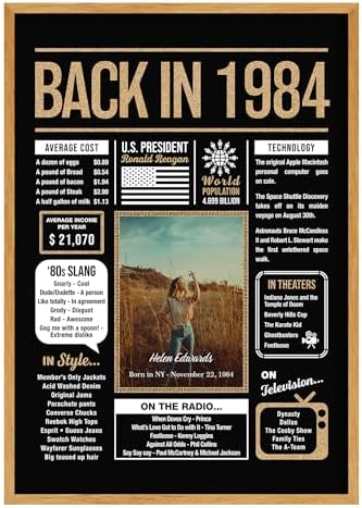 Personalized 41st Birthday Party Decorations Men, Women, Him, Her - Custom Gifts Idea For 41 Years Old, Back In The Year You Born Newspaper For 41st Birthday Poster No Frame Black Gold