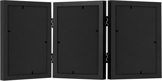 Americanflat 5x7 Hinged Triple Picture Frame - Engineered Wood - Black