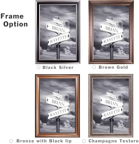 Street Sign Black and White Framed Arts Gift Your Names,the Date and romantic verses or write your own message Gift for Anniversary.With Different Frame Styles Framed Size:27 5/8X19 5/8 inches