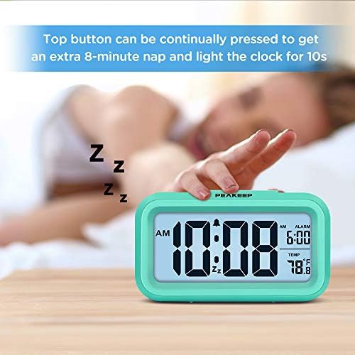 Peakeep Night Light Digital Alarm Clock Battery Operated Indoor Temperature