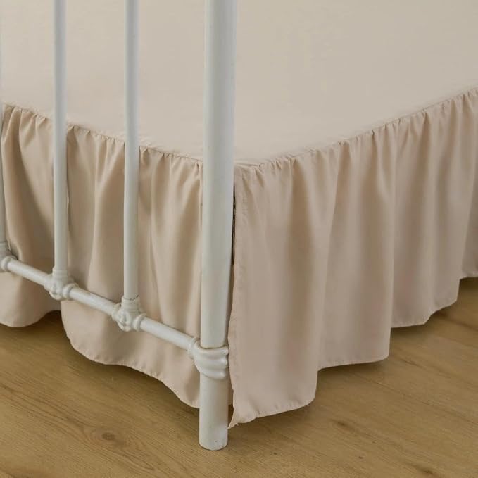 Bed Skirt, Full Size Ruffled Bed Skirts with Split Corners | 16 Inch Drop Dust Ruffle Bed Skirt with Platform, Full -16 Inch, Beige