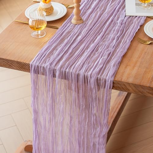 FEXIA Lilac Cheesecloth Table Runner Wedding Baby Shower Home Boho Decor