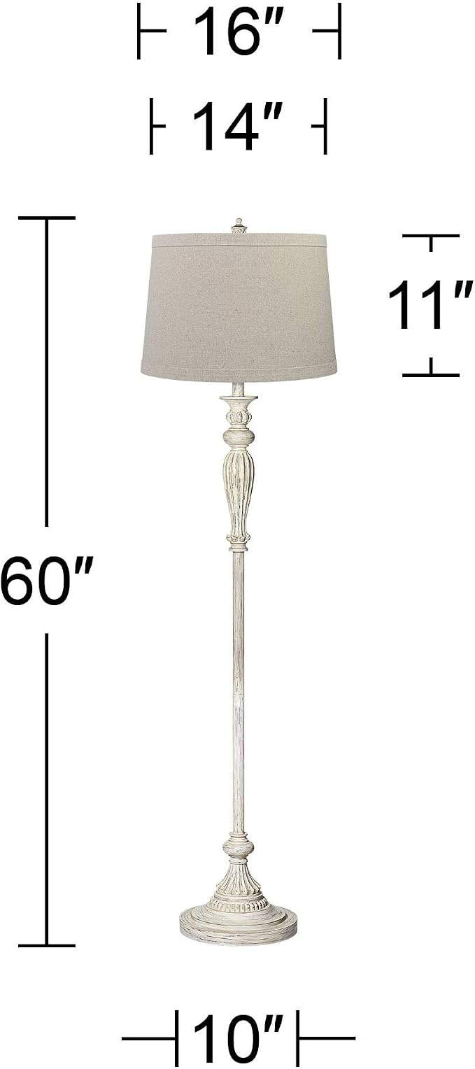 360 Lighting Vintage Chic 60" Tall Burlap Shade Antique White Floor Lamp