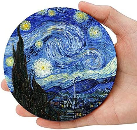 Coasters for Drinks Ceramic Van Gogh Art Coasters Set - Use 6 Famous Van Gogh Paintings, Unique Housewarming Gifts for New Home Decorative by WOWDING