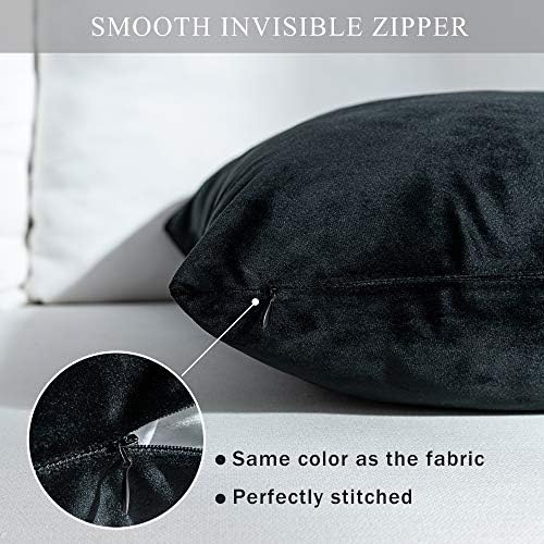 Stellhome Pack of 2 Cozy Velvet Pillow Covers Square Decorative Cushion Covers for Bed Couch Sofa Bench, 22 x 22 inch (55 x 55 cm), Black
