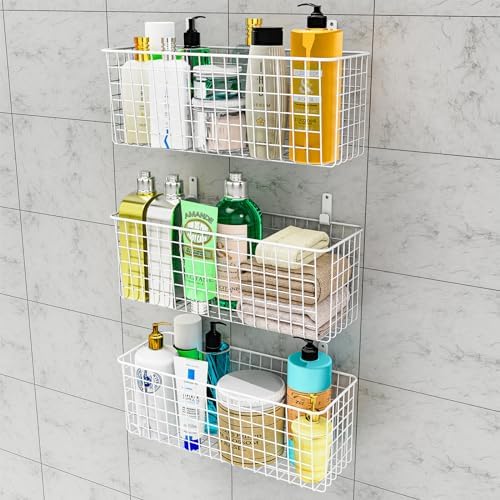 Joben Oligey 3 Set [Extra Large] Hanging Wall Wire Baskets, Farmhouse Food Storage Kitchen Pantry Laundry Closet Garage RV, White