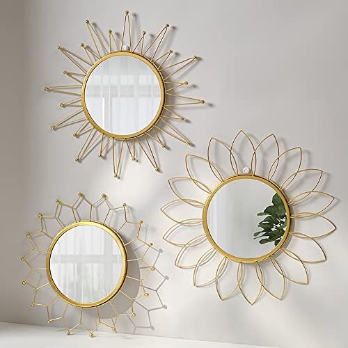 Gold Mirrors for Wall - Metal Sunburst Wall Mirror Room Decor & Home Decor, Boho Mirror Wall Decor Gifts for Women & Moms (Small, Sunshine)