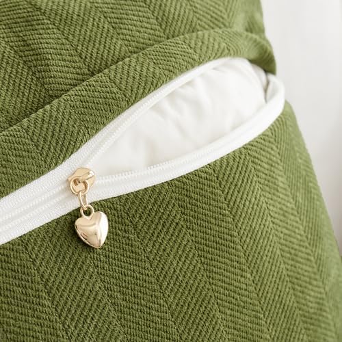 MIULEE Pack of 2 Moss Green Euro Shams Chenille Pillow Covers 24x24 Inch