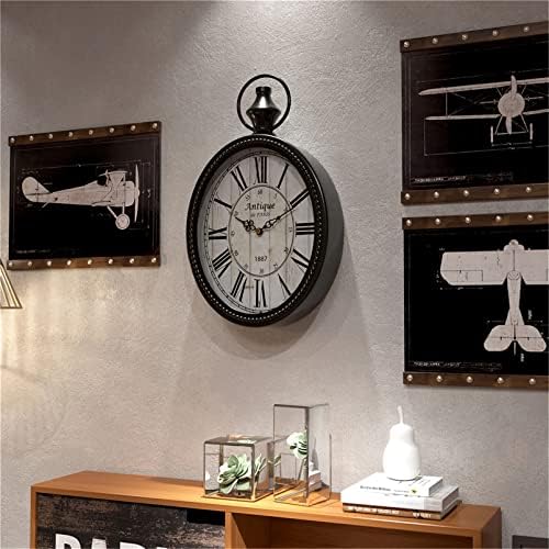 Menterry Small Retro Oval Wall Clock Antique Old Design,Black Vintage Style
