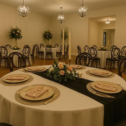 3 Pack Black 10FT Cheesecloth Table Runner 120 Inch Rustic Boho Gauze Cheese Cloth Table Runner for Wedding Baby Shower Bridal Shower Birthday Party Home Decorations