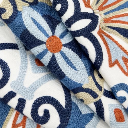 Alysheer Boho Embroidered Throw Pillow Cover 18x18 Set of 2, Orange Floral