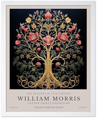 Poster Master William Morris Poster - Tree of Life Print - Flower Art - Botanical Design - Exhibition Display - Floral Painting - Aesthetic Artwork - Great Office or Bedroom Decor - 16x20 White Framed