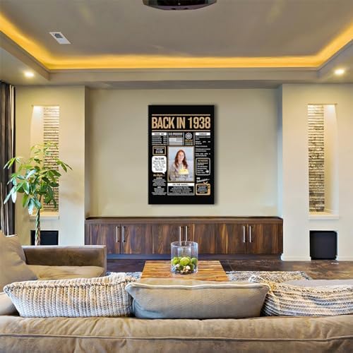 Personalized 87th Birthday Party Decorations Men, Women, Him, Her - Custom Gifts Idea For 87 Years Old, Back In The Year You Born Newspaper For 87th Birthday Poster No Frame Black Gold