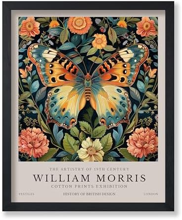Poster Master Butterfly Print - William Morris Poster - Botanical Art - Floral Exhibition Wall Design - Flower & Animal Artwork - Aesthetic Office or Bedroom Wall Decor - 24x32 UNFRAMED Wall Piece