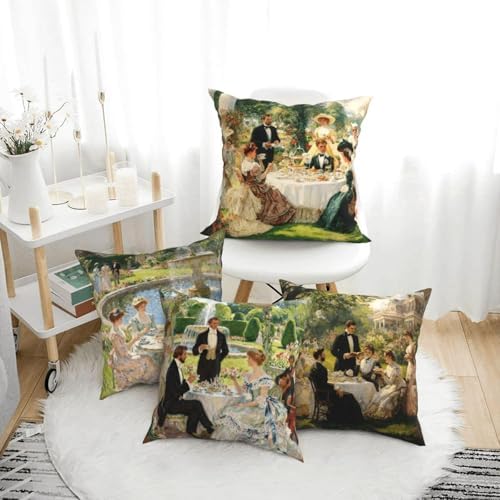 Victorian Garden Throw Pillow Covers Set of 4 Decorative Soft Double Sided Print Pillow Case Farmhouse Home Decor for Living Room Sofa Couch 18x18