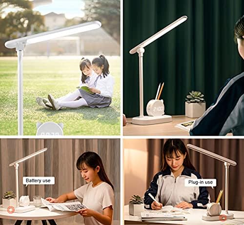 Table Lamp for Study Creativity Pen Holder Gift Led Desk Lamp Rechargeable USB Student/Office/Bedroom/Study Reading Light (Model-D)
