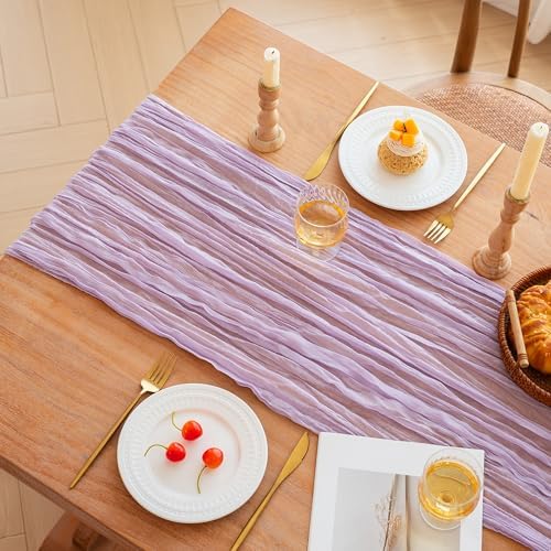 FEXIA Lilac Cheesecloth Table Runner Wedding Baby Shower Home Boho Decor