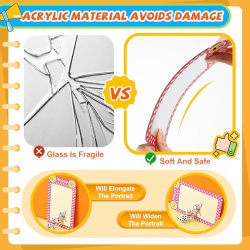 Dandat 5 Pcs Kids Mirror See My Feelings Mirrors, Shatterproof Mirror for Kids Social Emotional Learning, Round Corners Square Mirrors for School Classroom DIY Crafts Calm Down Corner Supplies